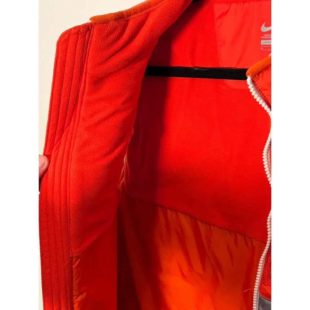 Nike Clemson Tigers Fleece Lined Puffer Vest XL Gray Orange Full Zip NCAA
